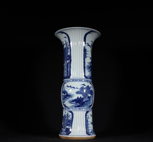 A Qing Dynasty Kangxi blue and white flower goblet