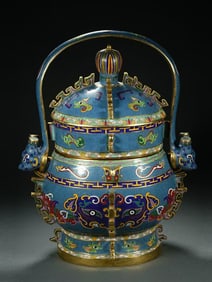 A piece of cloisonné enamel animal face handle Zhan