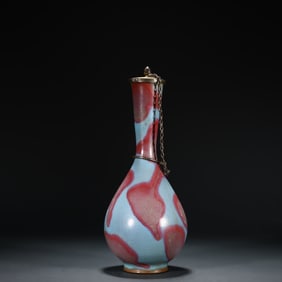 A Song Dynasty Jun kiln silver-gilt lid purple spot single-tube bottle