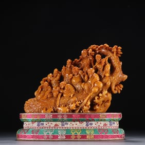 A piece of Tianhuang stone carving "Eight Immortals across the sea" ornaments