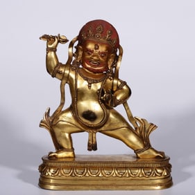 A bronze gilt statue of the Bodhisattva Vajrapani from the Qing Dynasty