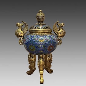 One piece cloisonné enamel phoenix ear smoker