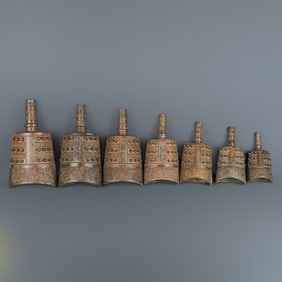 A set of Western Zhou bronze milk nail chimes for seven