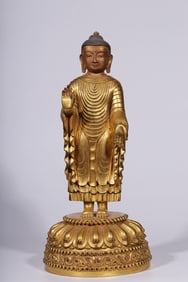 A Qing Dynasty bronze gilt statue of Amitabha Buddha