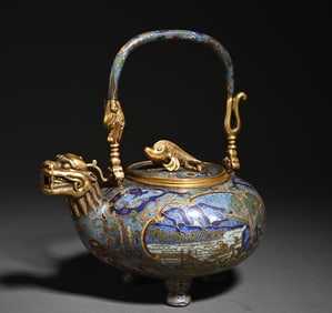 An old cloisonné enamel faucet pot study ornament