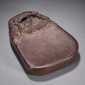 A stone carving carved lion inkstone