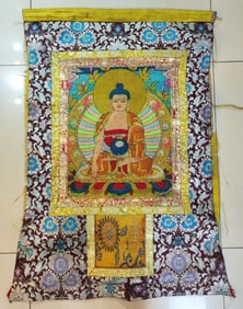 A Thangka Shakyamuni Tibetan Buddha statue study pendant