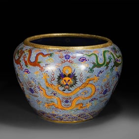 A piece of cloisonné enamel Nine Dragon Jar