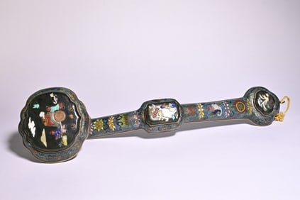 A cloisonné enamel inlaid treasure Ruyi scholar's ornament
