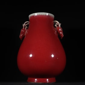 A Qing Dynasty Qianlong Lang red glazed deer head