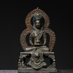 A bronze gold extension Buddha statue of longevity