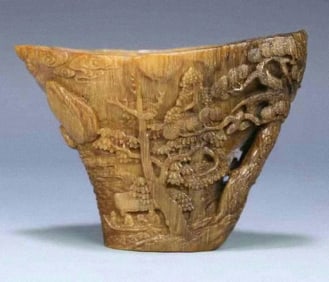 A piece of the old Asian character landscape cup