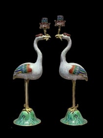 One piece of copper gilt cloisonné cloisonné enamel crane candle holder