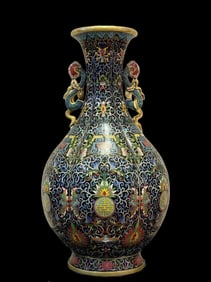 One piece of copper gilt cloisonné enamel Ruyi ear bottle