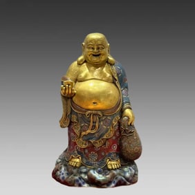 A piece of cloisonné enamel Maitreya Buddha