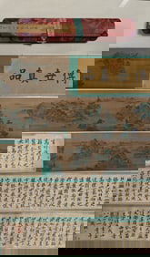 A long scroll of Qiu Yingying's calligraphy and painting