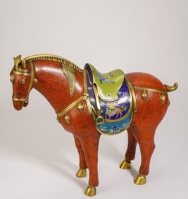 One piece of cloisonné enamel tang horse
