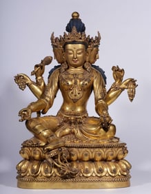 A Qing Dynasty bronze gilt statue of the Buddha's mother