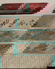A long scroll of Tang Yinwen Zhengming's calligraphy and painting as a whole