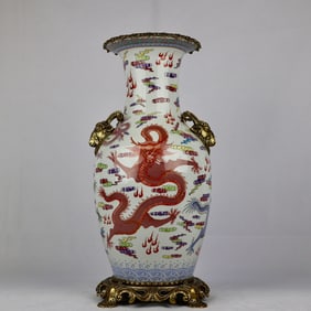 One piece of pastel cloud dragon birthday inlaid copper sheep's head amphora