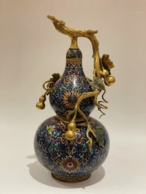 A cloisonné enamel multi-son multi-blessing gourd