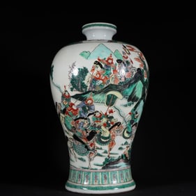 A plum vase of Kangxi colorful characters in the Qing Dynasty