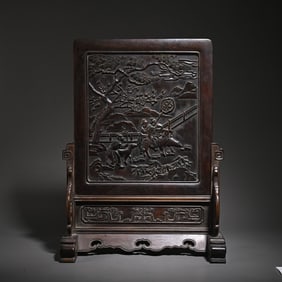 An old Tibetan rosewood boy cow study room interstitial ornament