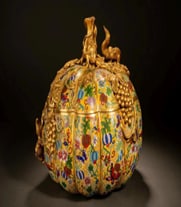One piece of copper gilt cloisonné cloisonné enamel squirrel pumpkin lid jar