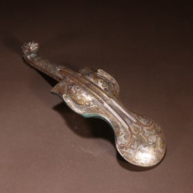 A piece of Han bronze wrong gold and silver dragon hook