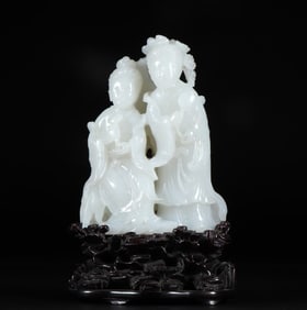 A Qing Hetian jade white jade maid ornament