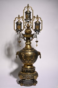 A bronze gilt palace lamp study ornament