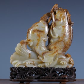 A piece of Hetian jade fish dragon ornaments