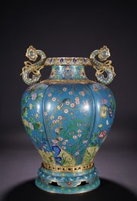 One piece cloisonné enamel ruyi ear bottle
