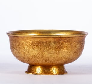 A bronze gilt dragon bowl