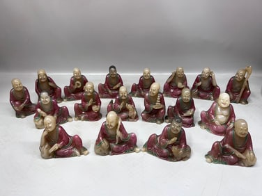 A set of fine Shoushan stone eighteen arhats