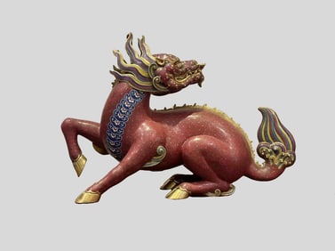 A piece of cloisonné enamel unicorn