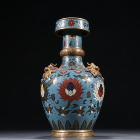 A Ming Jingtai copper gilt cloisonne floral dragon pattern bottle