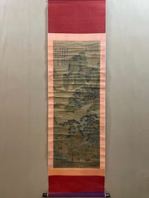 A piece of Qiu Ying's fine landscape