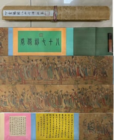 A copy of the Ming Dynasty Ding Yunpeng and eighty-seven immortal scrolls on silk