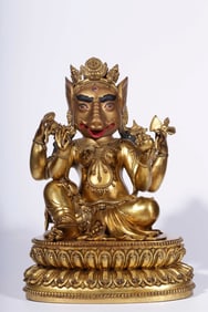 A Ming Dynasty "Ming Yongle Nianshi" bronze gilt statue of the mother of the Buddha