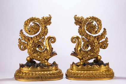 A pair of gilded bronze Buddha statues