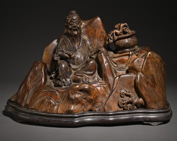 A piece of agarwood character story Shanzi study room ornaments