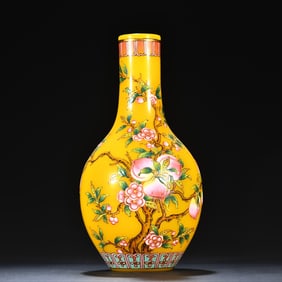 An old glazed vase painted with enamel