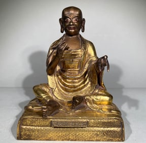 A piece of Qing Dynasty gilt arhat