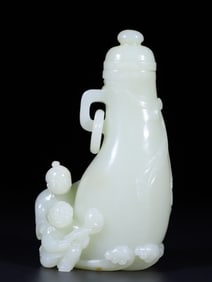 A piece of Hetian jade joy boy bottle