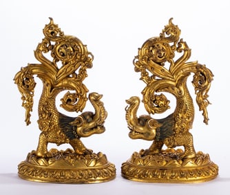 A pair of gilded bronze Buddha statues