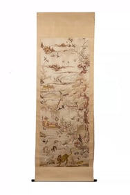A piece of Cantonese embroidered flowers and birds