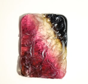 A piece of Qing Dynasty old three-color tourmaline squirrel blessing melon jade pendant