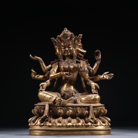 A bronze gilt "Mori Zhitian Bodhisattva" statue