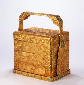 One piece of copper gilt food box